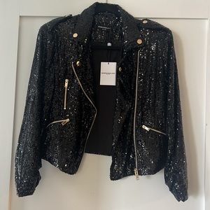 Generation Love Black Sequin Motorcycle Jacket Size XS NEVER WORN NEW WITH TAGS